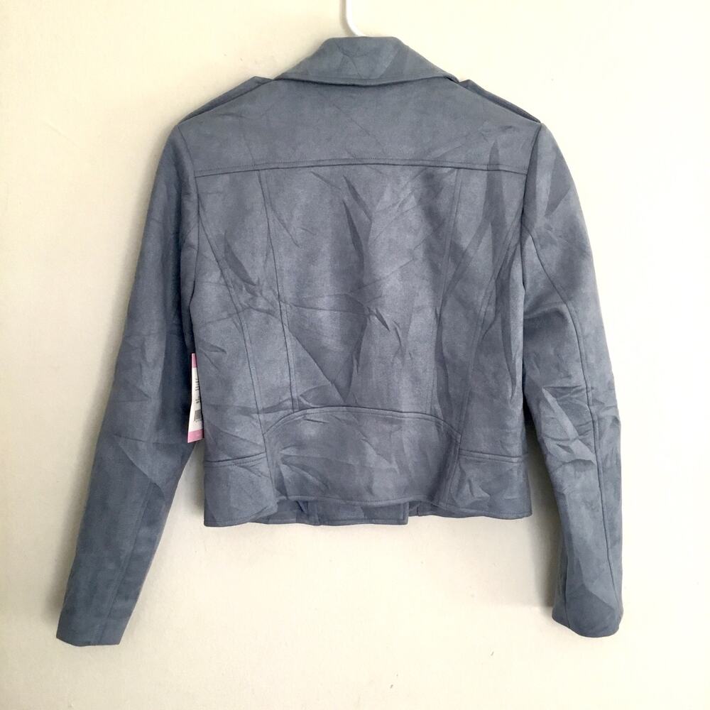 BB Dakota Jacket Womens Sz Small Blue Faux Suede Moto Steve Madden Casual NEW - Picture 4 of 9